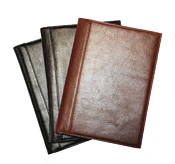 black, brown and cognac glazed leather writing journals
