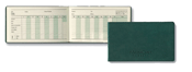 inside and outside views of golf record book with green cover