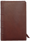 brown Italian-style leather journal with hubbed spine