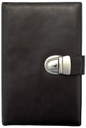 black leather locking journal