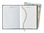 inside view of travel journal with ribbon marker